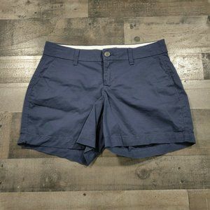 Old Navy Shorts Women 2 Blue Chino Mid-Rise Preppy Flat Front Zip Closure Casual